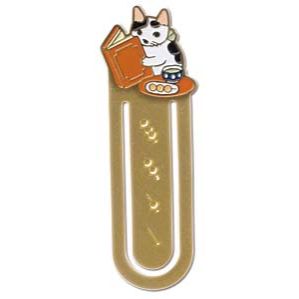 Pottering Cat Bookmarker - Brass Bookmark