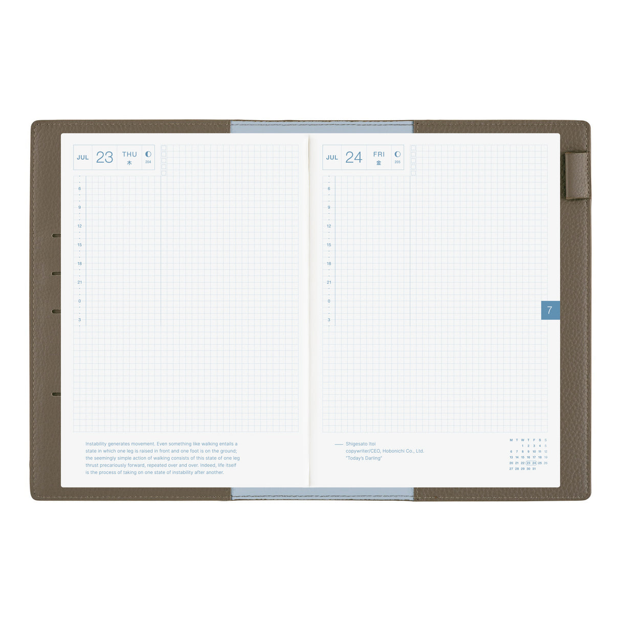 Hobonichi Techo A5 Cousin Planner Set - Leather: Taut (Gray & Light Blue)