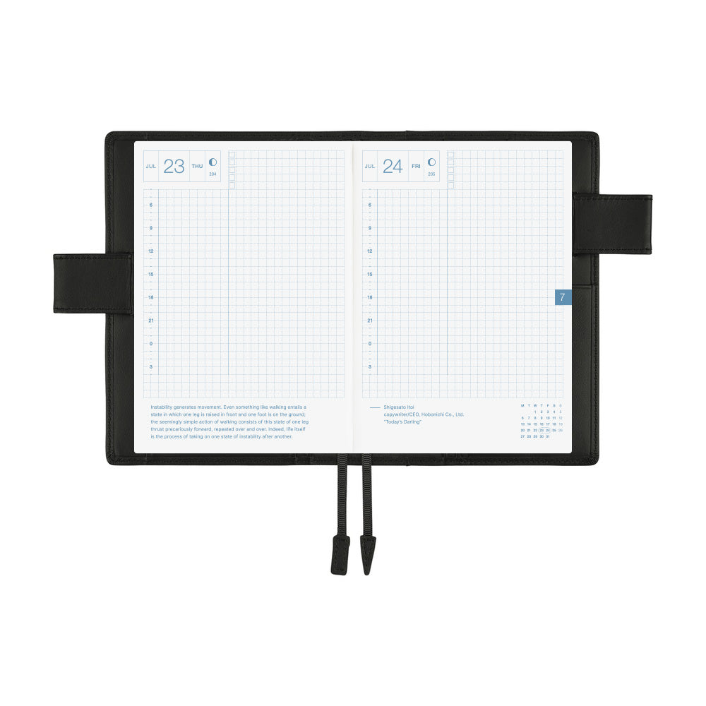 Hobonichi Techo A6 Original Planner Cover - Leather: TS Basic - Black