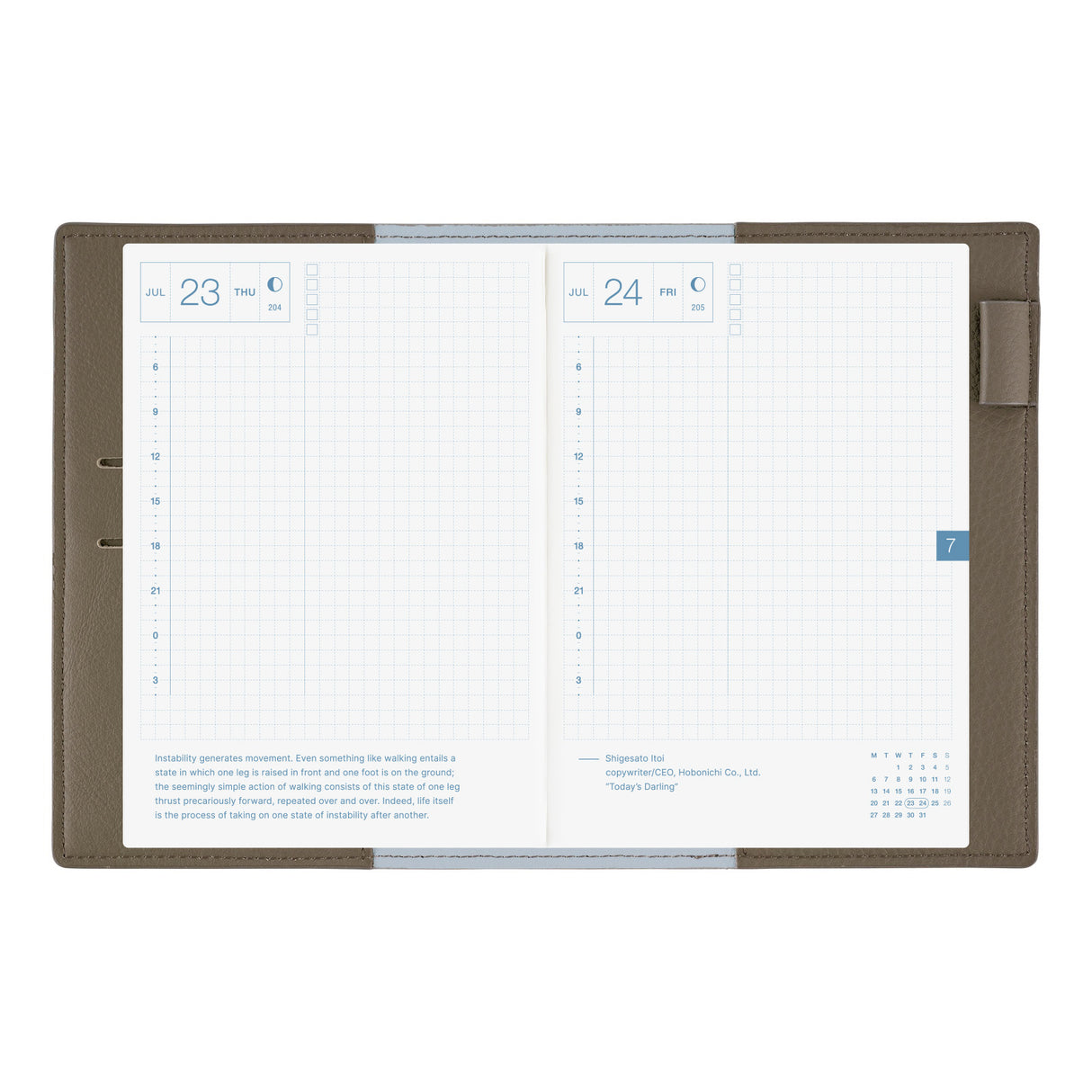 Hobonichi Techo A6 Original Planner Set - Leather: Taut (Gray & Light Blue)