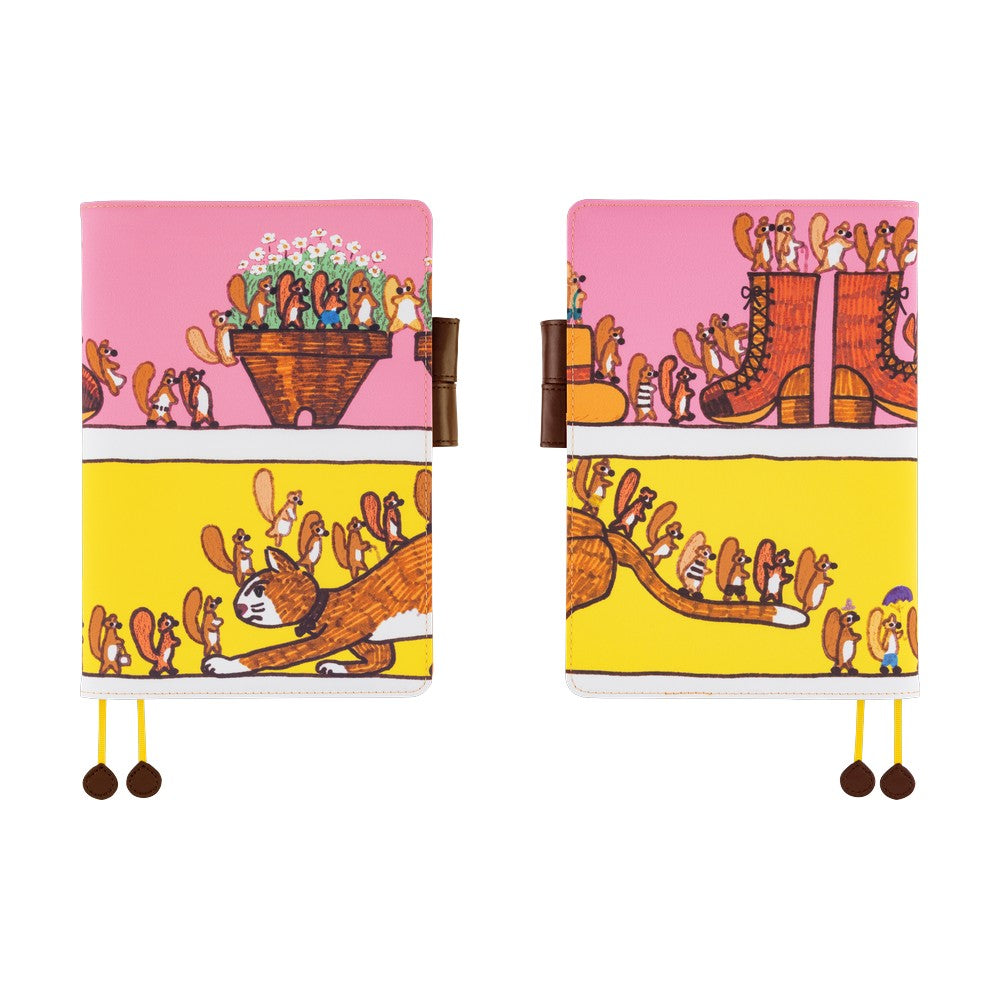 Hobonichi Techo A5 Cousin Planner Set - 100%ORANGE: Where’s the Squirrel Going (April Start)