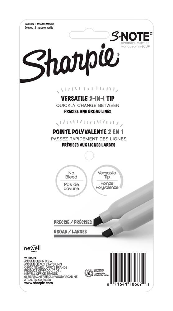 Sharpie S-Note Note Taking Markers Assorted - 6/pk | Atlas Stationers.