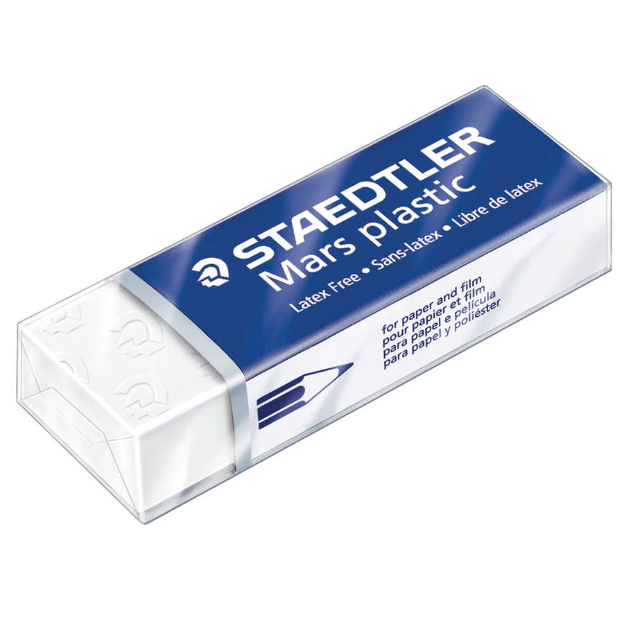 Staedtler Mars Eraser, Rectangular, Large, White, Vinyl - 4 Pack | Atlas Stationers.