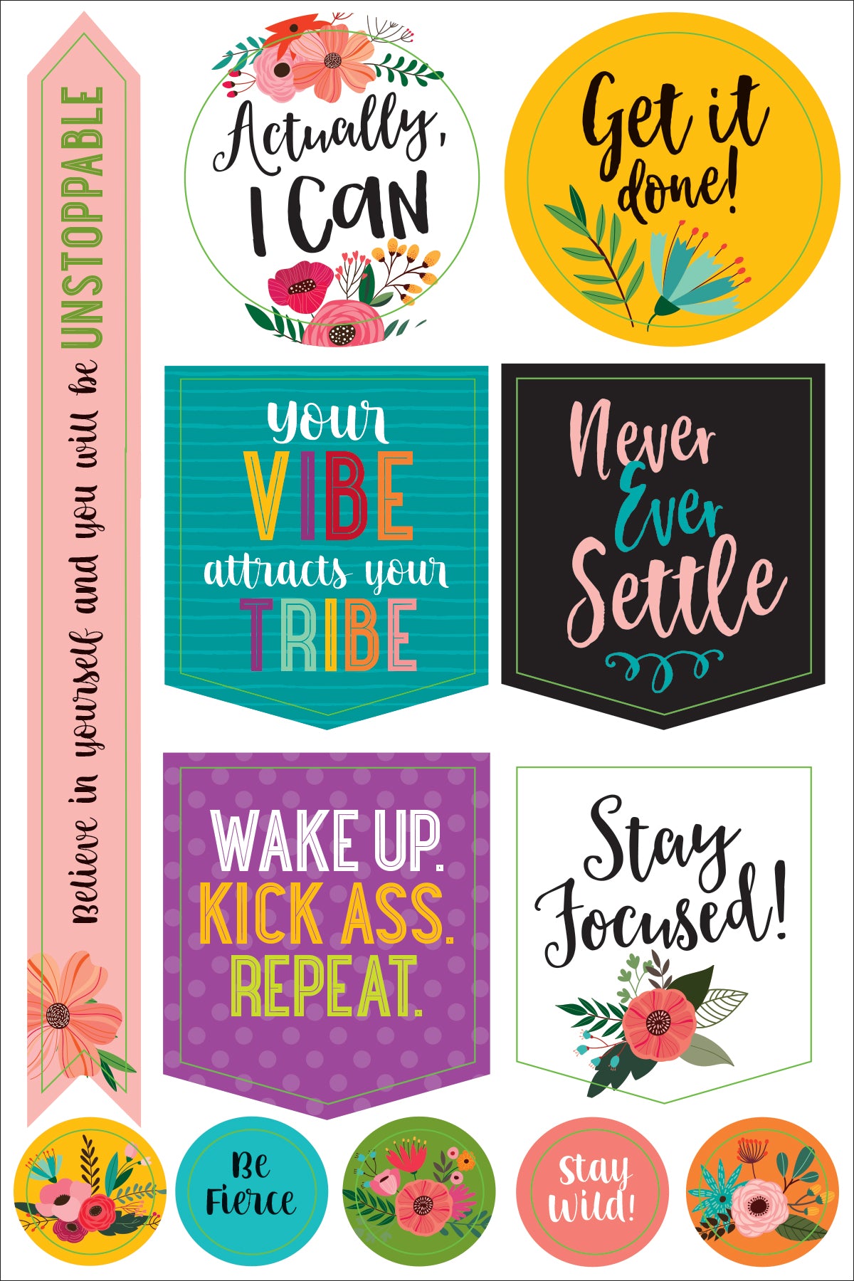 ESSENTIALS WAKE UP, KICK ASS, REPEAT. PLANNER STICKERS | Atlas Stationers.