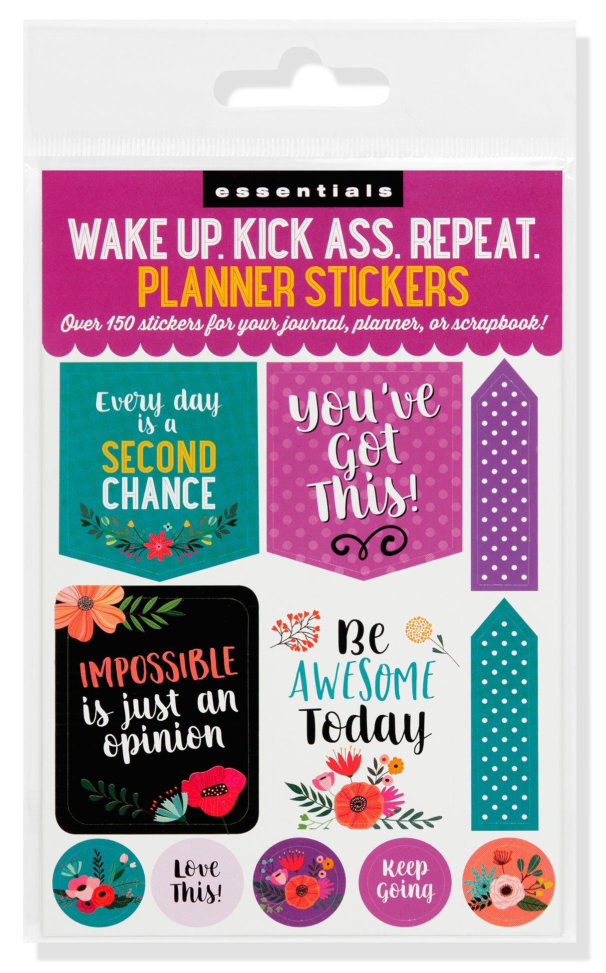 ESSENTIALS WAKE UP, KICK ASS, REPEAT. PLANNER STICKERS | Atlas Stationers.