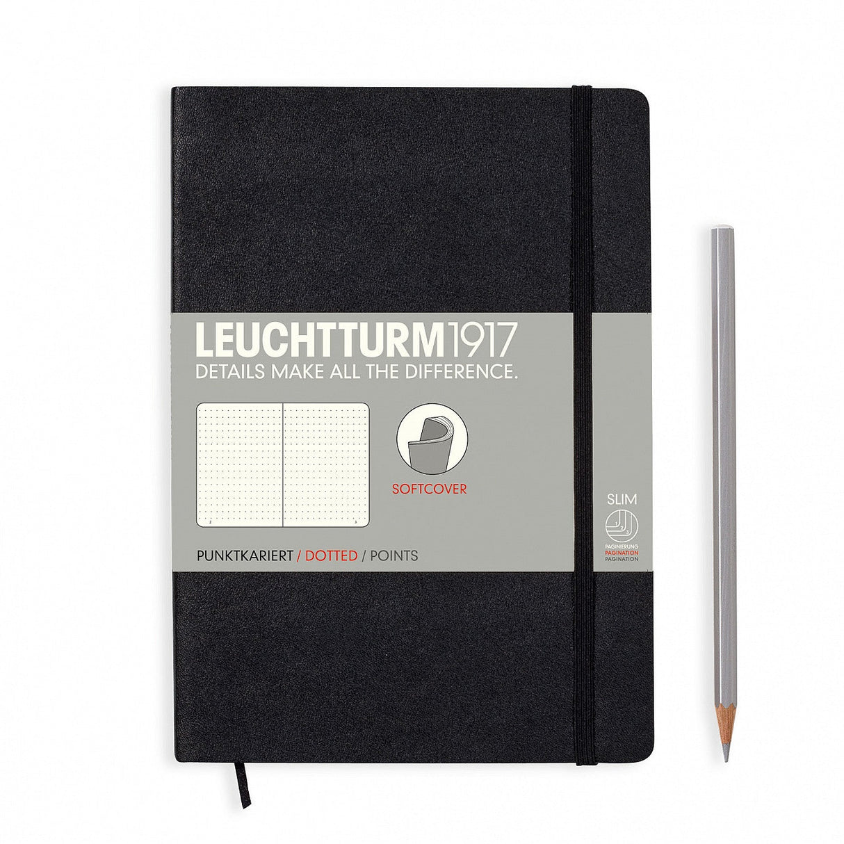 Leuchtturm A5 Softcover Notebook - Black - Dot | Atlas Stationers.