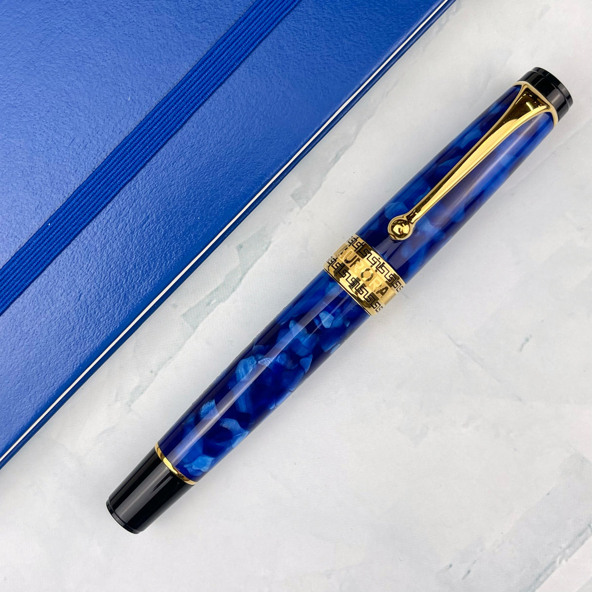 Aurora Optima Auroloide Fountain Pen - Blue with Gold Trim (Doorbuster)