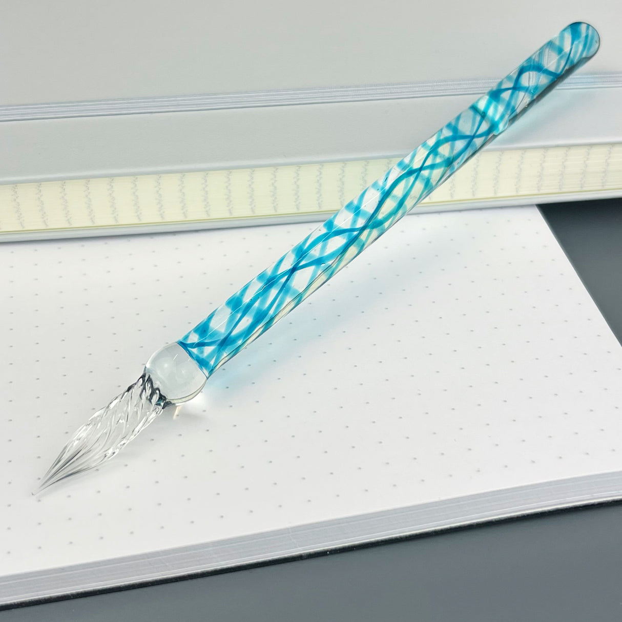 Jacques Herbin Straight Glass Dip Pen - Bleu Calanque