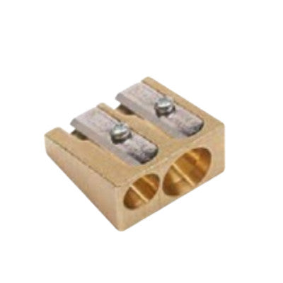Brass 2 Hole Pencil Sharpener - Wedge | Atlas Stationers.