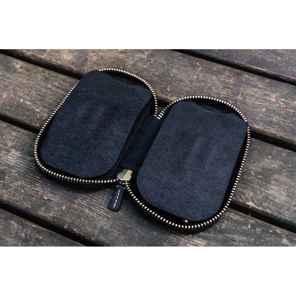 Galen Leather 6 Pen Zipper Case - Black | Atlas Stationers.