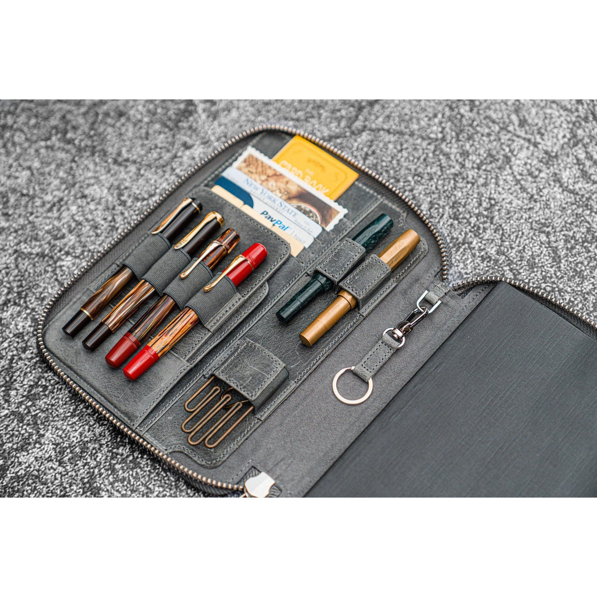 Galen Leather Zipped A5 Notebook Folio - Crazy Horse Smoky | Atlas Stationers.