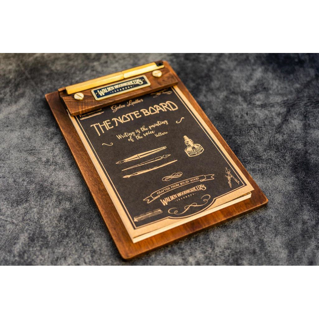 Galen Leather Note Board - Walnut | Atlas Stationers.