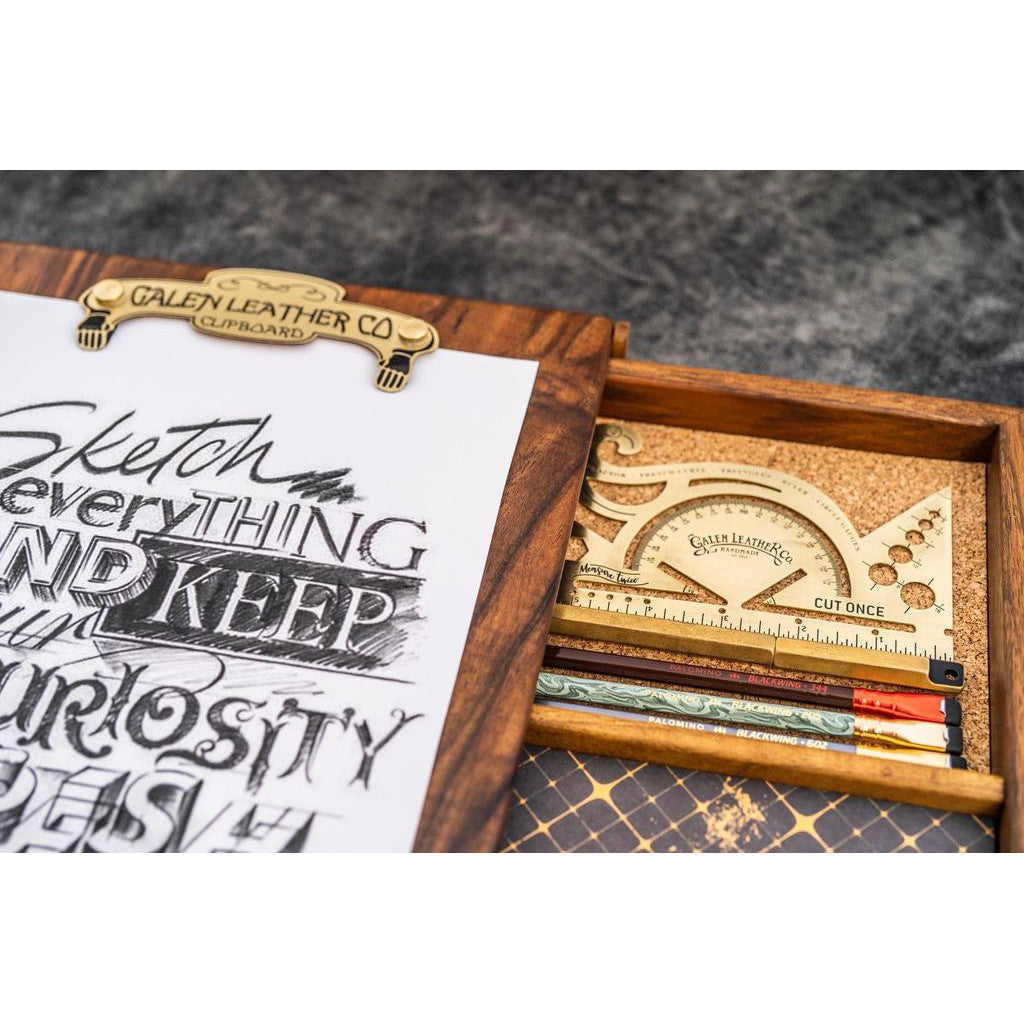 Galen Leather Wooden Sketchbox - Walnut | Atlas Stationers.