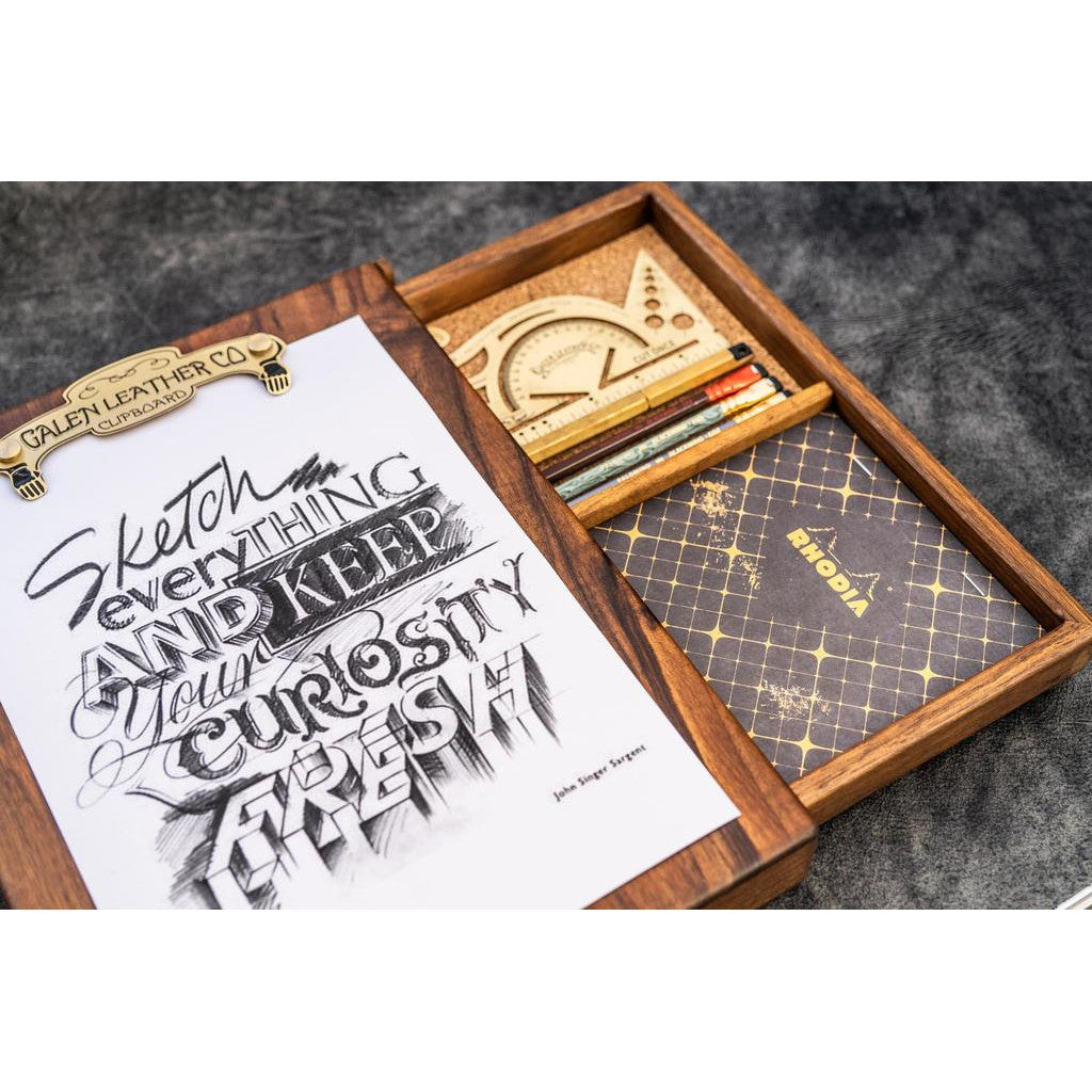 Galen Leather Wooden Sketchbox - Walnut | Atlas Stationers.