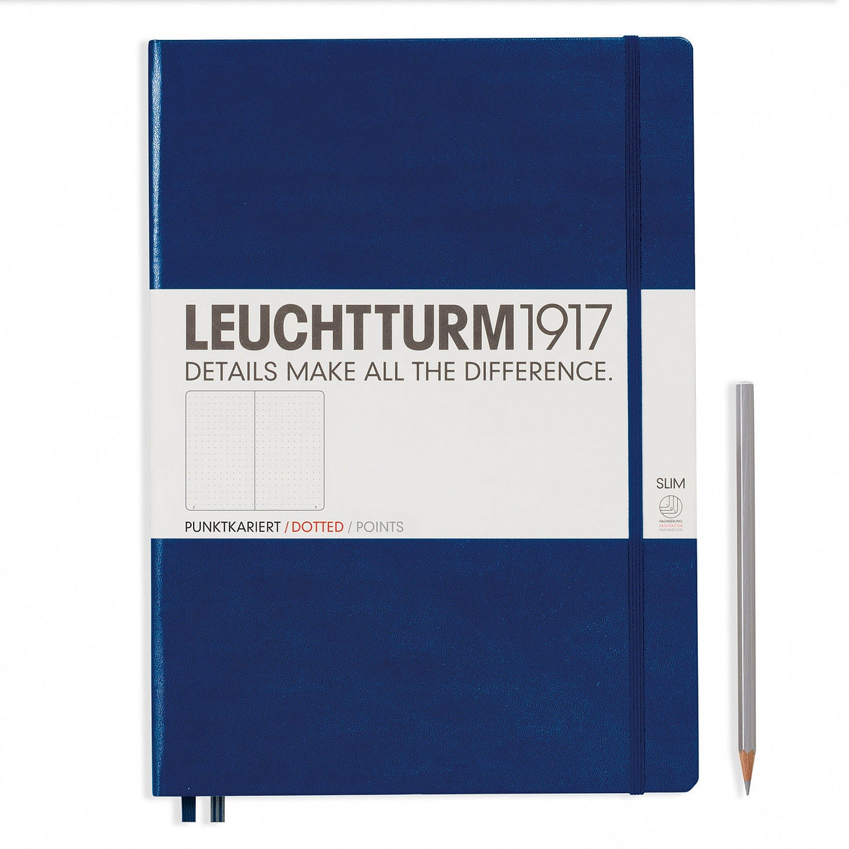 Leuchtturm A4+ Master Slim Hardcover Notebook - Navy - Dot Grid | Atlas Stationers.