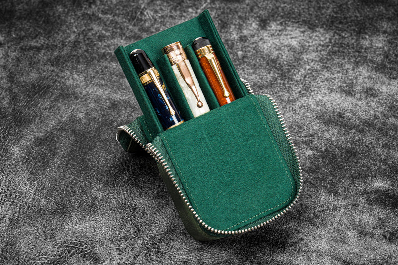 Galen Leather Zippered Magnum Opus 3 Slot Pen Case