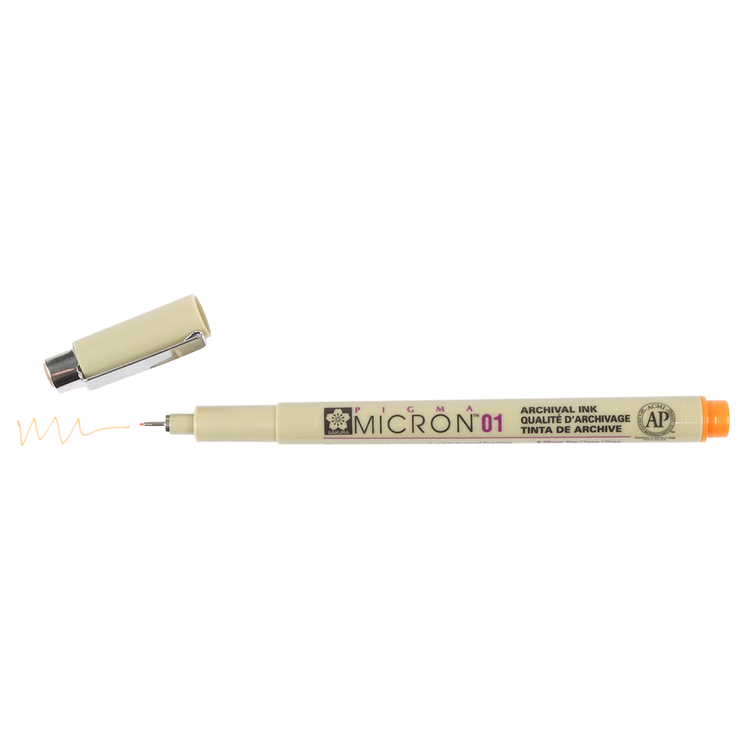 Pigma Micron 01 .25mm Pen - Orange | Atlas Stationers.