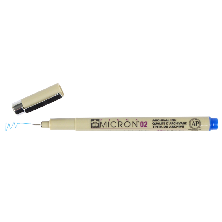 Pigma Micron 02 .3mm Pen - Blue | Atlas Stationers.