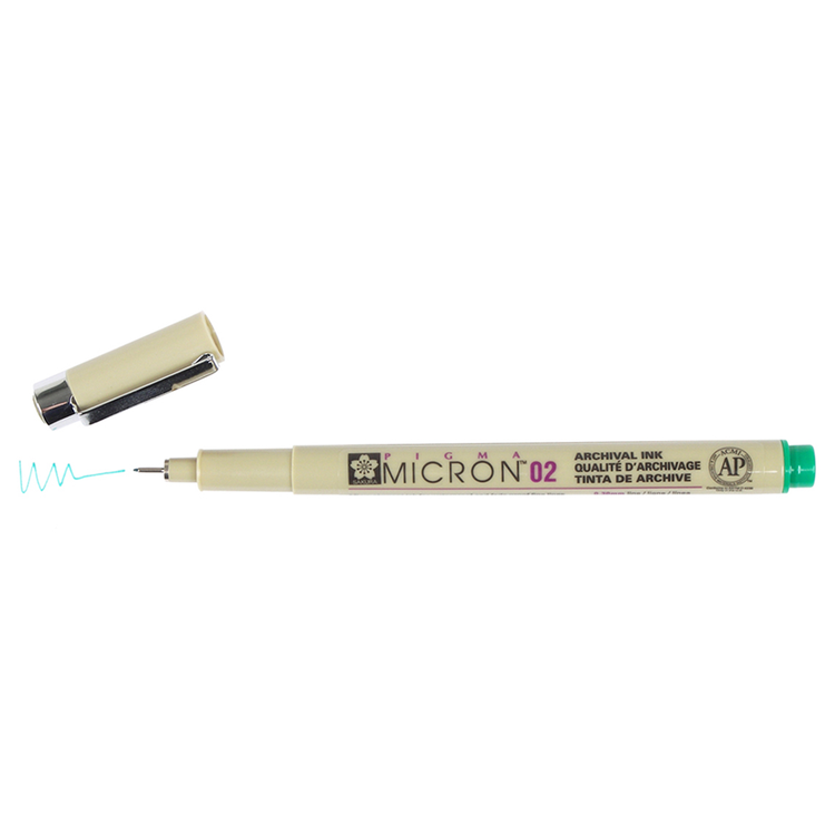 Pigma Micron 02 .3mm Pen - Green | Atlas Stationers.