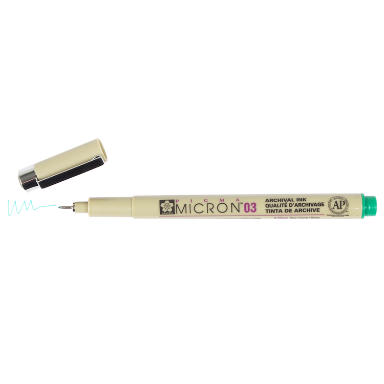 Pigma Micron 03 .35mm Pen - Green | Atlas Stationers.