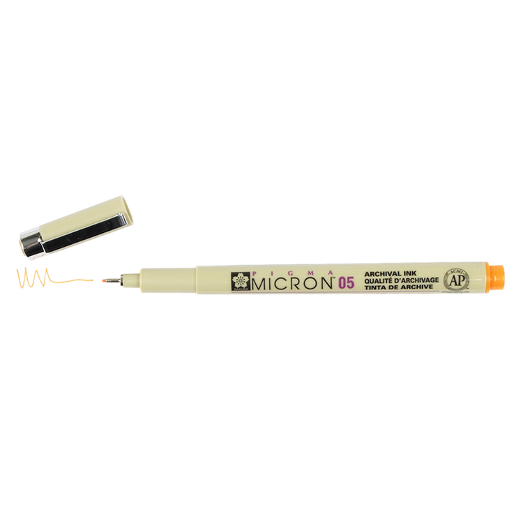 Pigma Micron 05 .45mm Pen - Orange | Atlas Stationers.