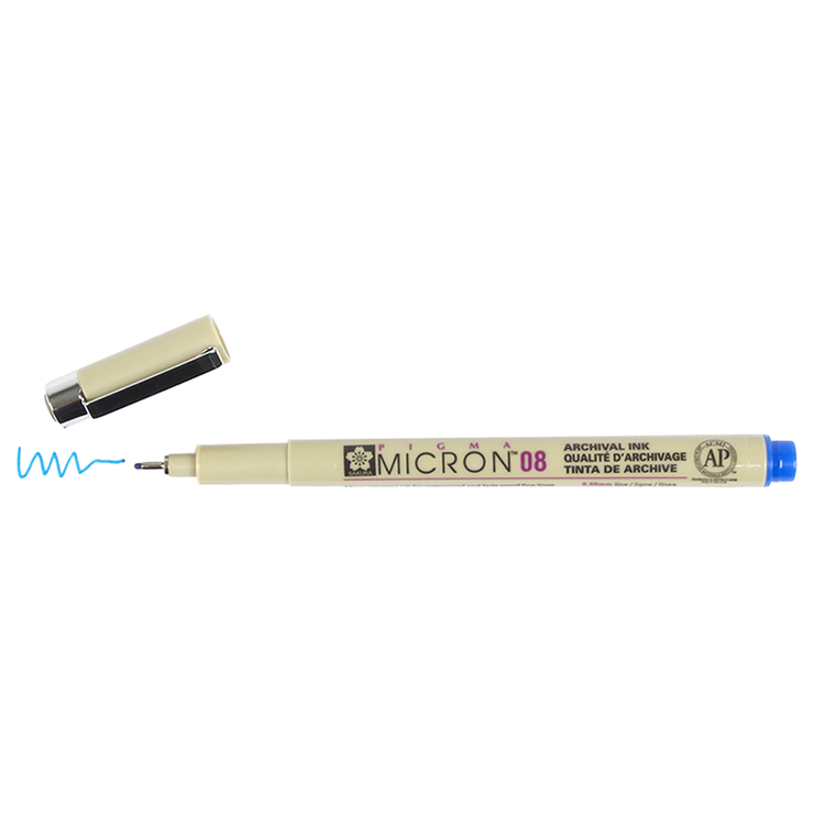 Pigma Micron 08 .5mm Pen - Blue | Atlas Stationers.