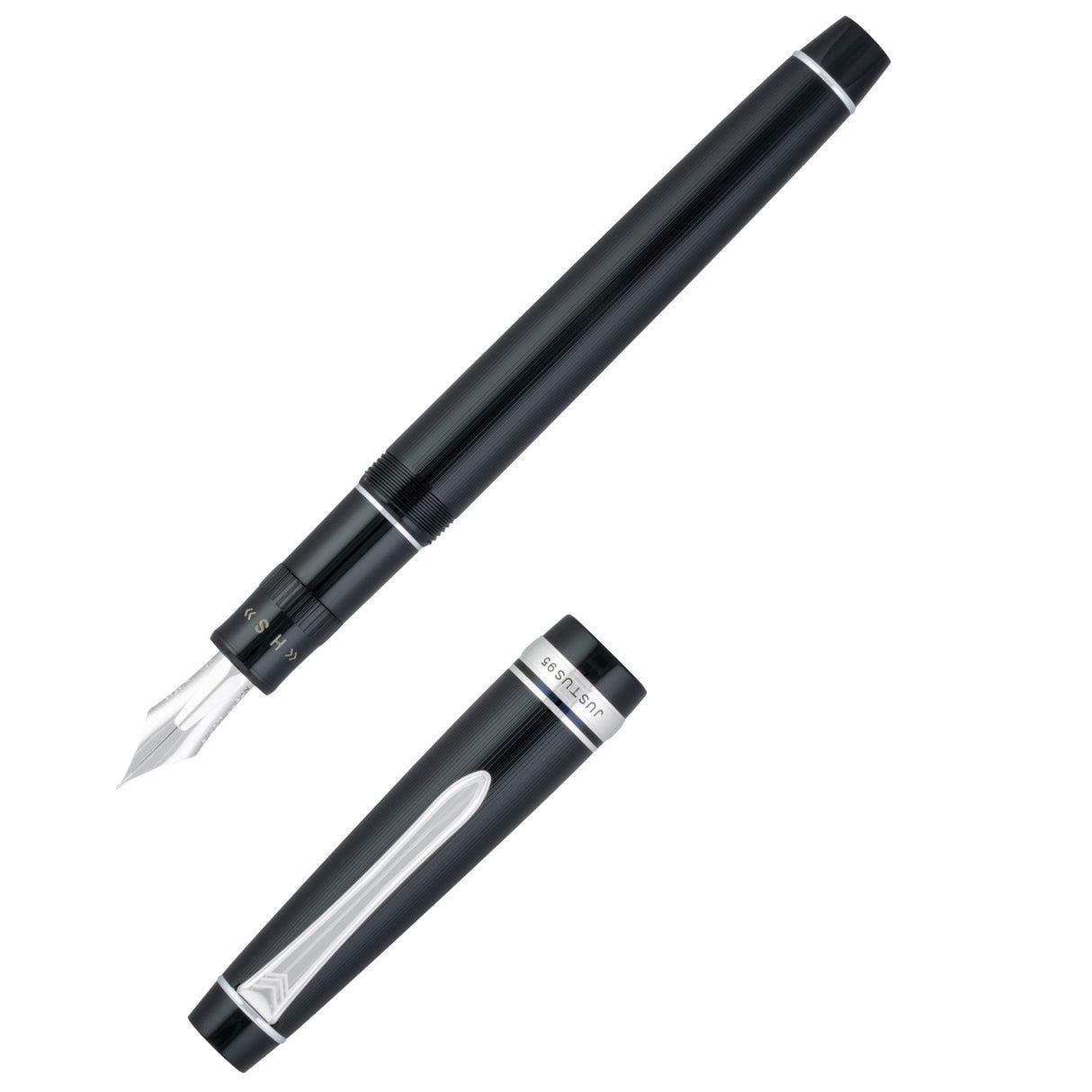 Pilot Justus 95 Fountain Pen - Black w/ Rhodium | Atlas Stationers.