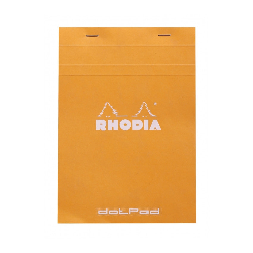 Rhodia Staplebound Notepad - Dot grid 80 sheets - 6 x 8 1/4 - Orange cover | Atlas Stationers.