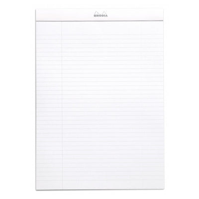 Rhodia Staplebound Notepad - Lined w/ margin 80 sheets - 8 1/4 x 11 3/4 - White cover | Atlas Stationers.