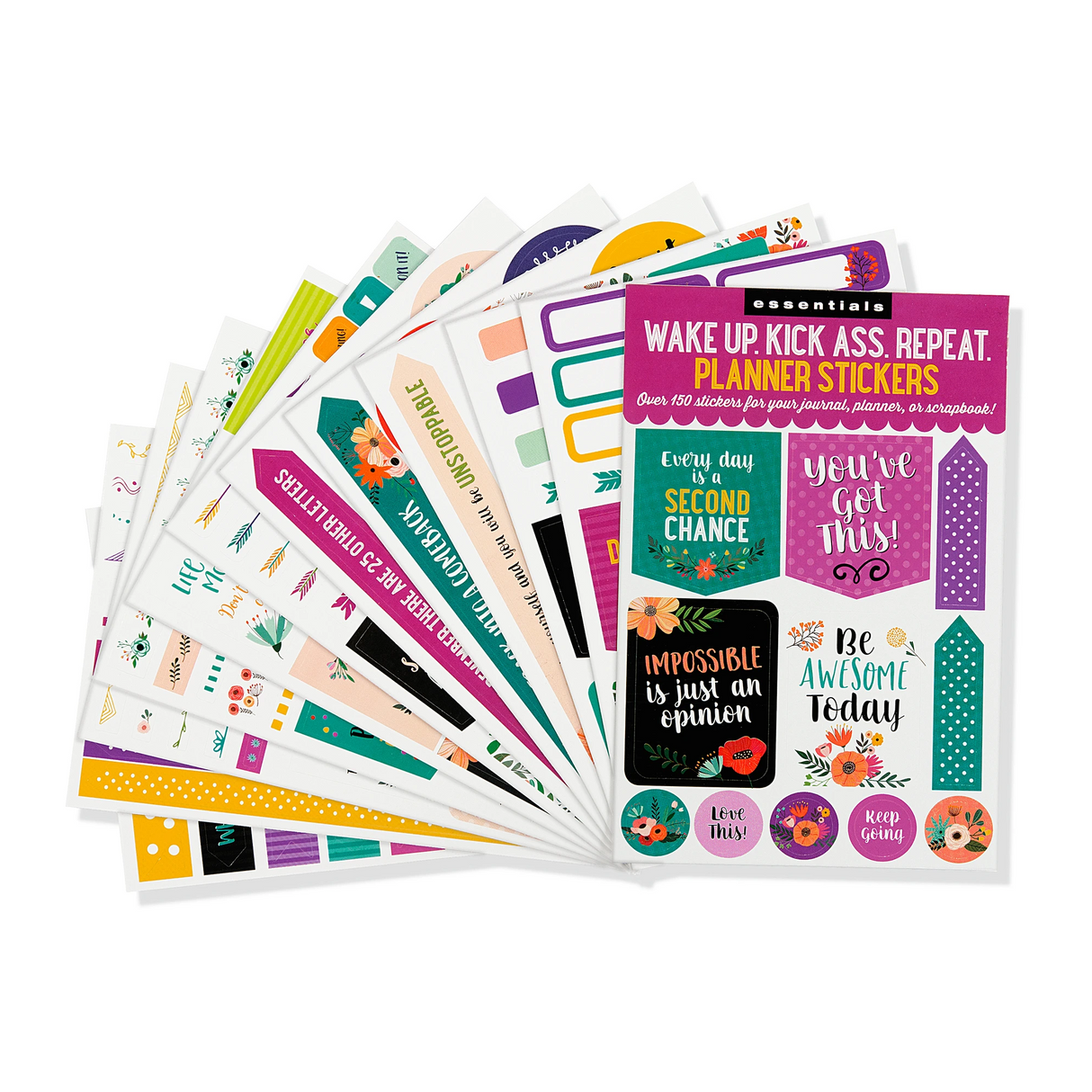 ESSENTIALS WAKE UP, KICK ASS, REPEAT. PLANNER STICKERS | Atlas Stationers.