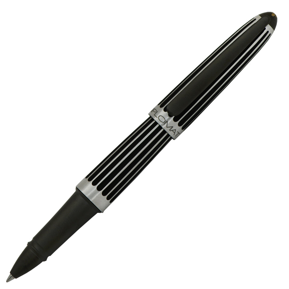 Diplomat Aero Rollerball Pen - Stripes Black | Atlas Stationers.