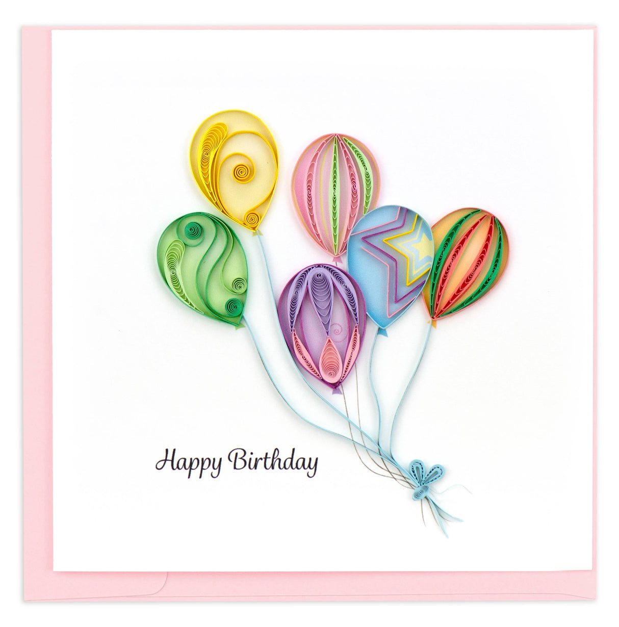 Quilled Colorful Balloon Bunch Greeting Card