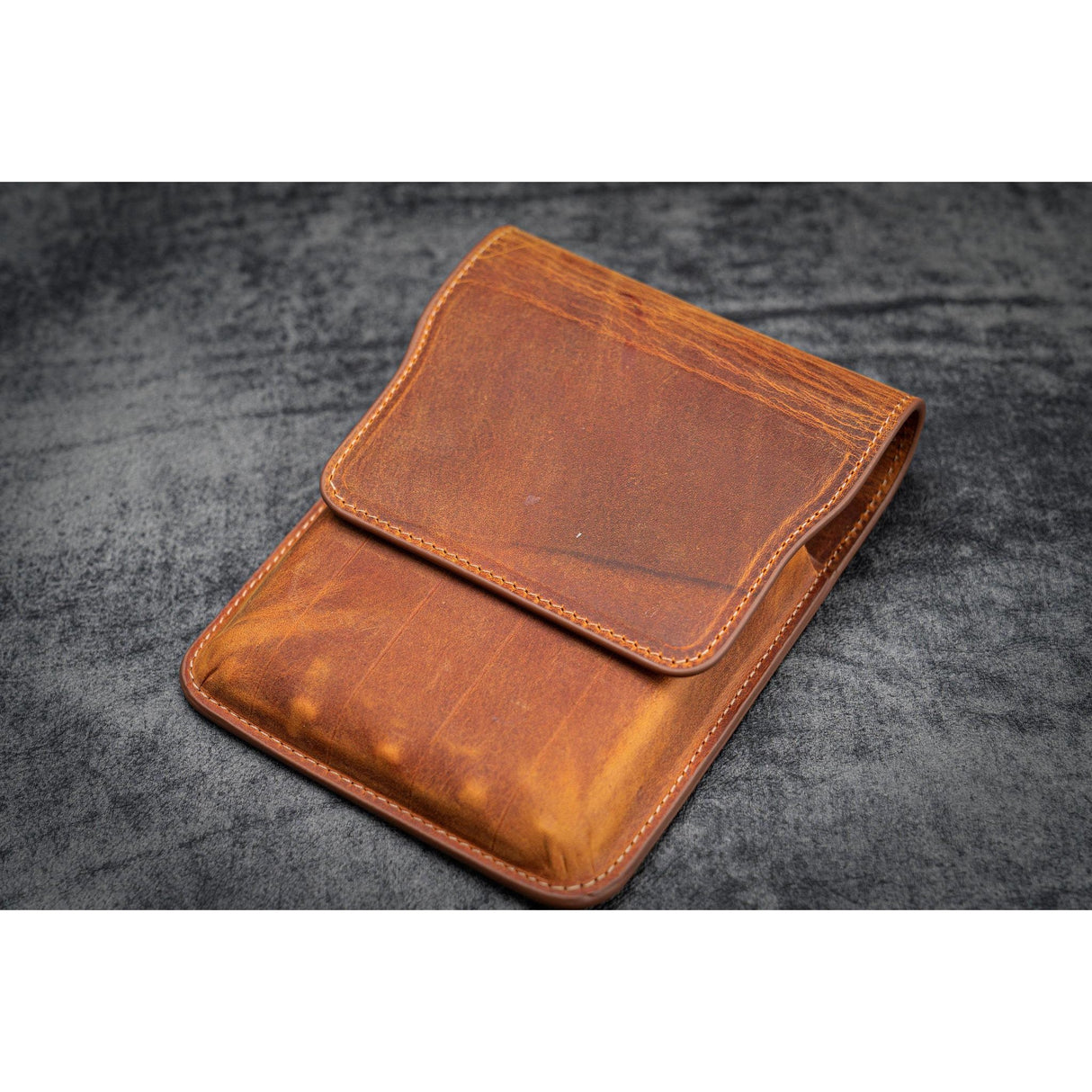 Galen Leather 5 Pen Flap Case - Crazy Horse Brown | Atlas Stationers.