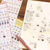 Furukawashiko Daily Seal Planner Sticker Sheet - Watashi Biyori - Pochitto Cat