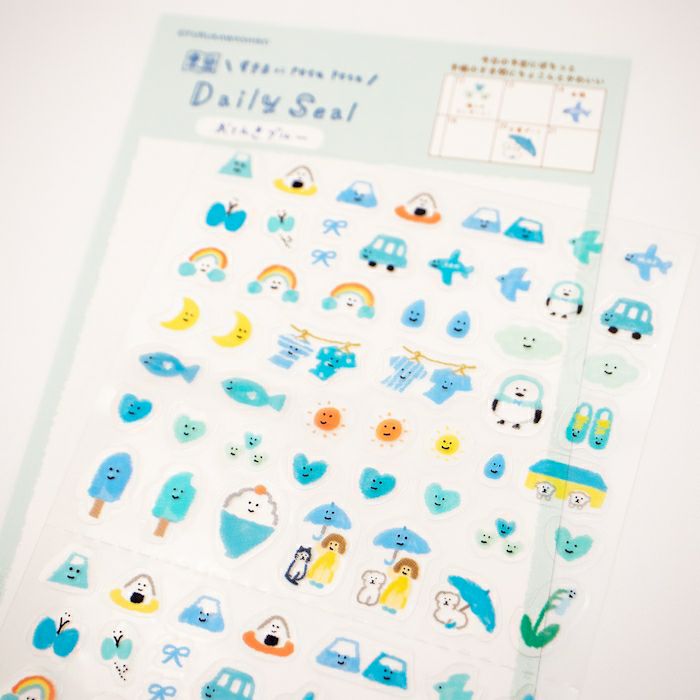 Furukawashiko Daily Seal Sticker Sheet - Watashi Biyori - Weather Blue