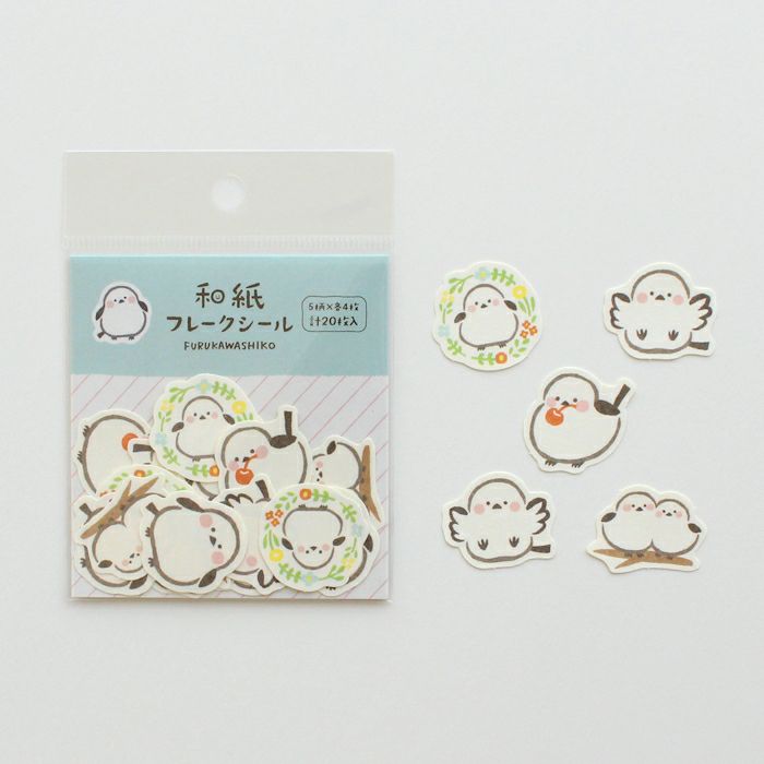 Furukawashiko Flake Stickers - White Bird