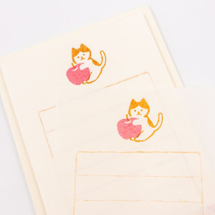 Furukawashiko Mini Letter Set - Cat and Apple