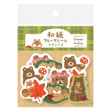 Furukawashiko Flake Stickers - Squirrel and Bear