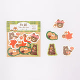 Furukawashiko Flake Stickers - Squirrel and Bear