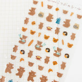 Furukawashiko Fufufu Notebook Small Stickers - Bear Bakery