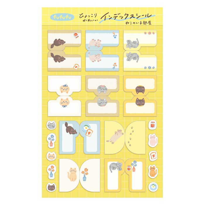 Furukawashiko Fufufu Notebook Index Stickers - Cat Room