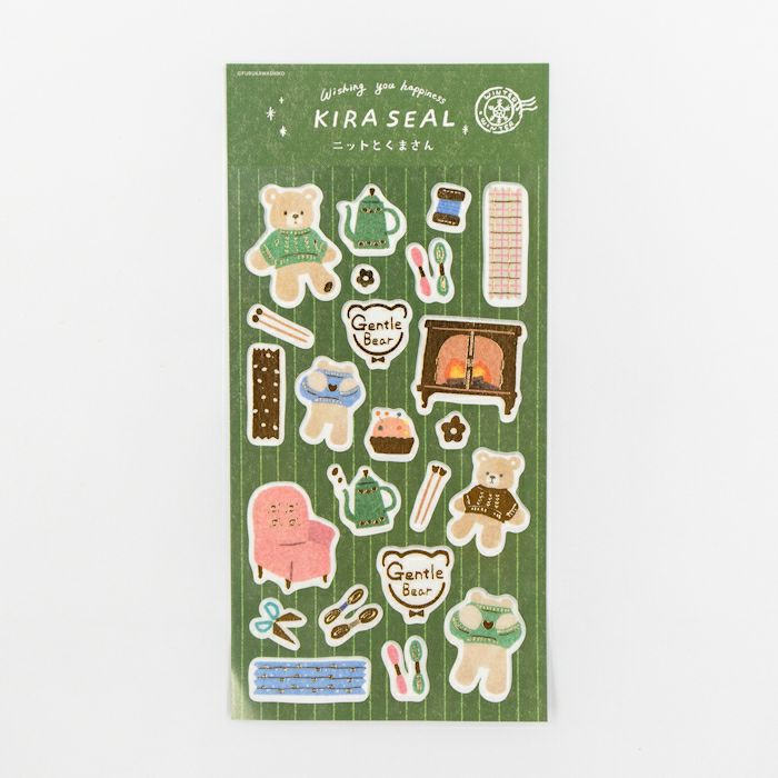 Furukawashiko Foil Sticker Sheet - Knit and Bear