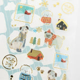 Furukawashiko Foil Sticker Sheet - Snow Scene and Dogs