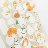 Furukawashiko Foil Sticker Sheet - Snowman and Fox