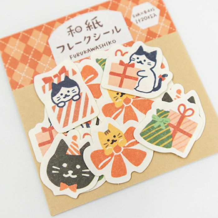Furukawashiko Flake Stickers - Cat and Present
