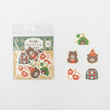 Furukawashiko Flake Stickers - Bear and Knitting