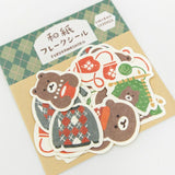 Furukawashiko Flake Stickers - Bear and Knitting