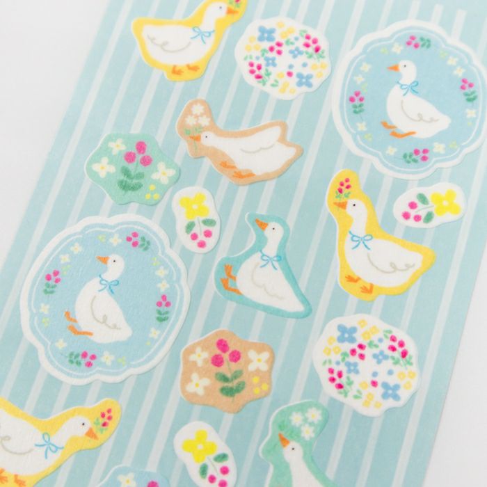 Furukawashiko Sticker Sheet - Flowers and Ducks