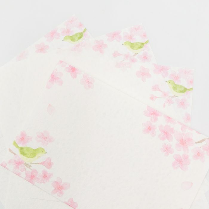 Furukawashiko Today's Letter Set - Cherry Blossom and Japanese Warblers