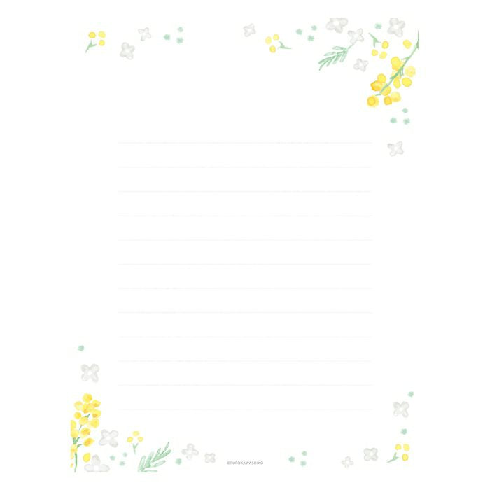 Furukawashiko Today's Letter Set - Mimosas and White Flowers